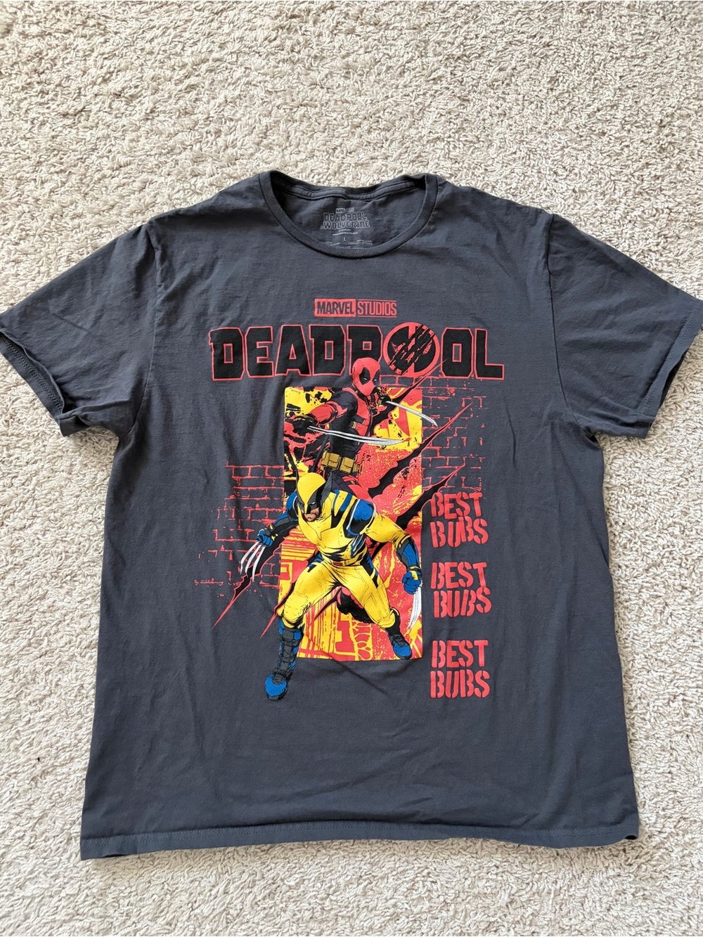 Marvel Deadpool & Wolverine Short Sleeve Tee - Black with Red & Yellow Print